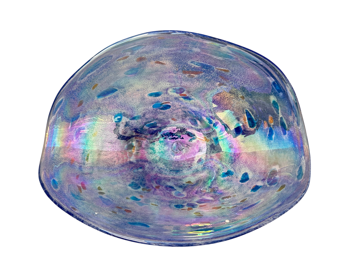 Cobalt Wide Folded - Handblown Art Glass Platter (Item #8013)