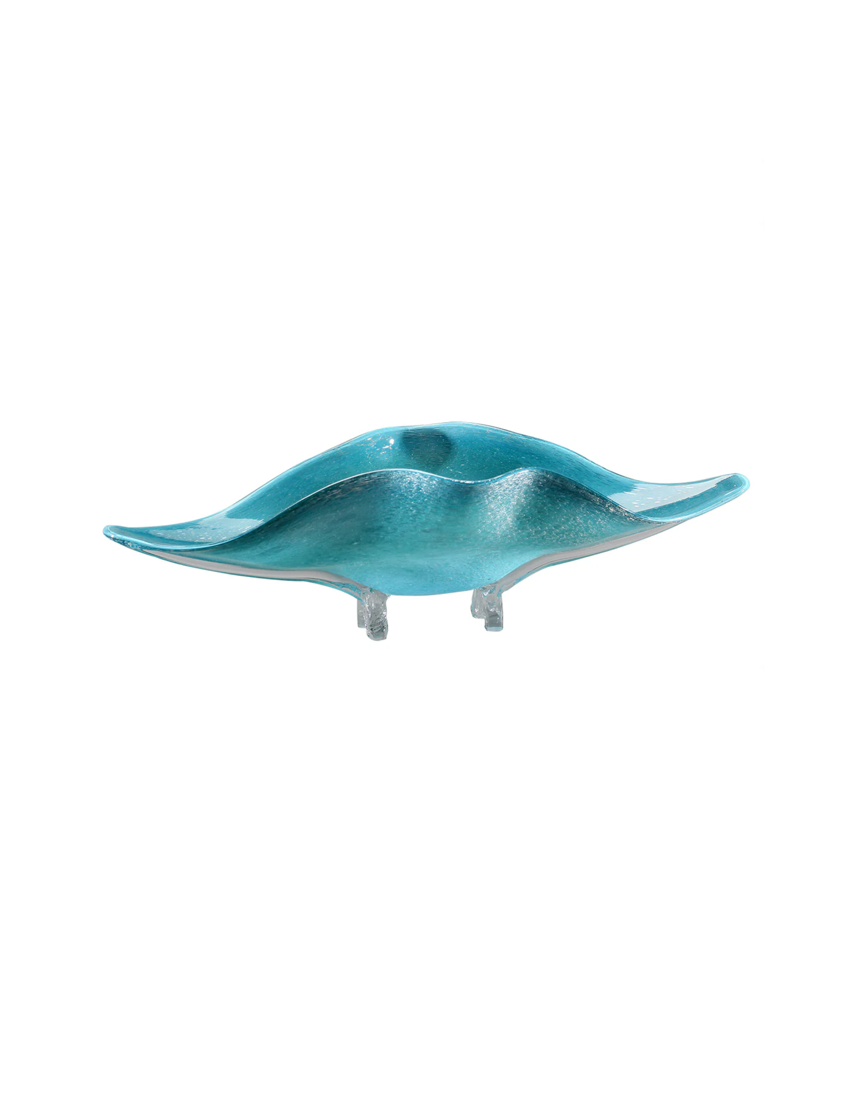 Morning Azure - Handblown Art Glass Four-Footed Platter  (Item #6755)
