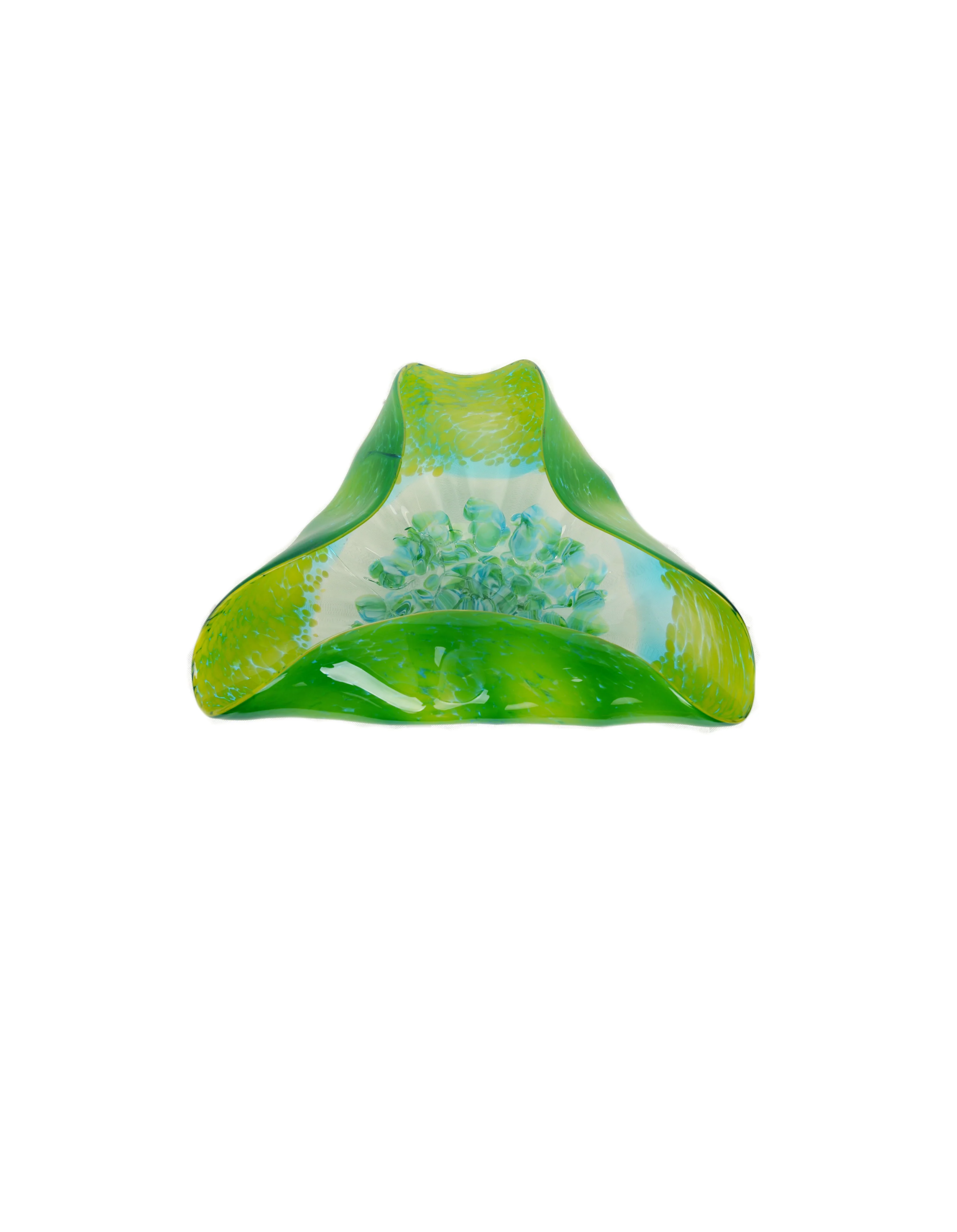 Nova Verdant Glow - Handblown Art Glass Three-Folded Platter  (Item 6706TB)