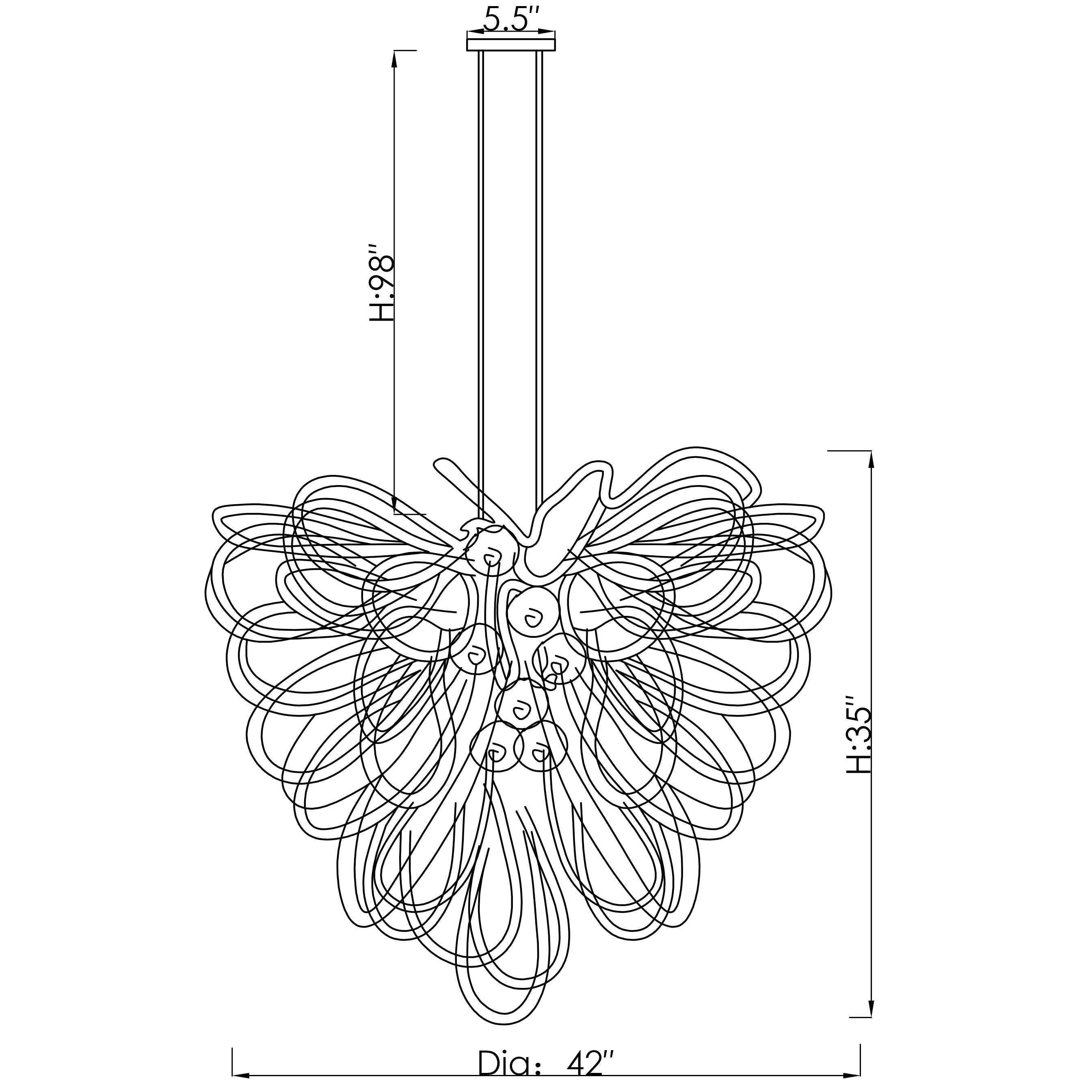 Orion Mint Macaroon Large Blown Glass Chandelier