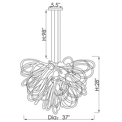 Orion Fiesta Coral Small Blown Glass Chandelier