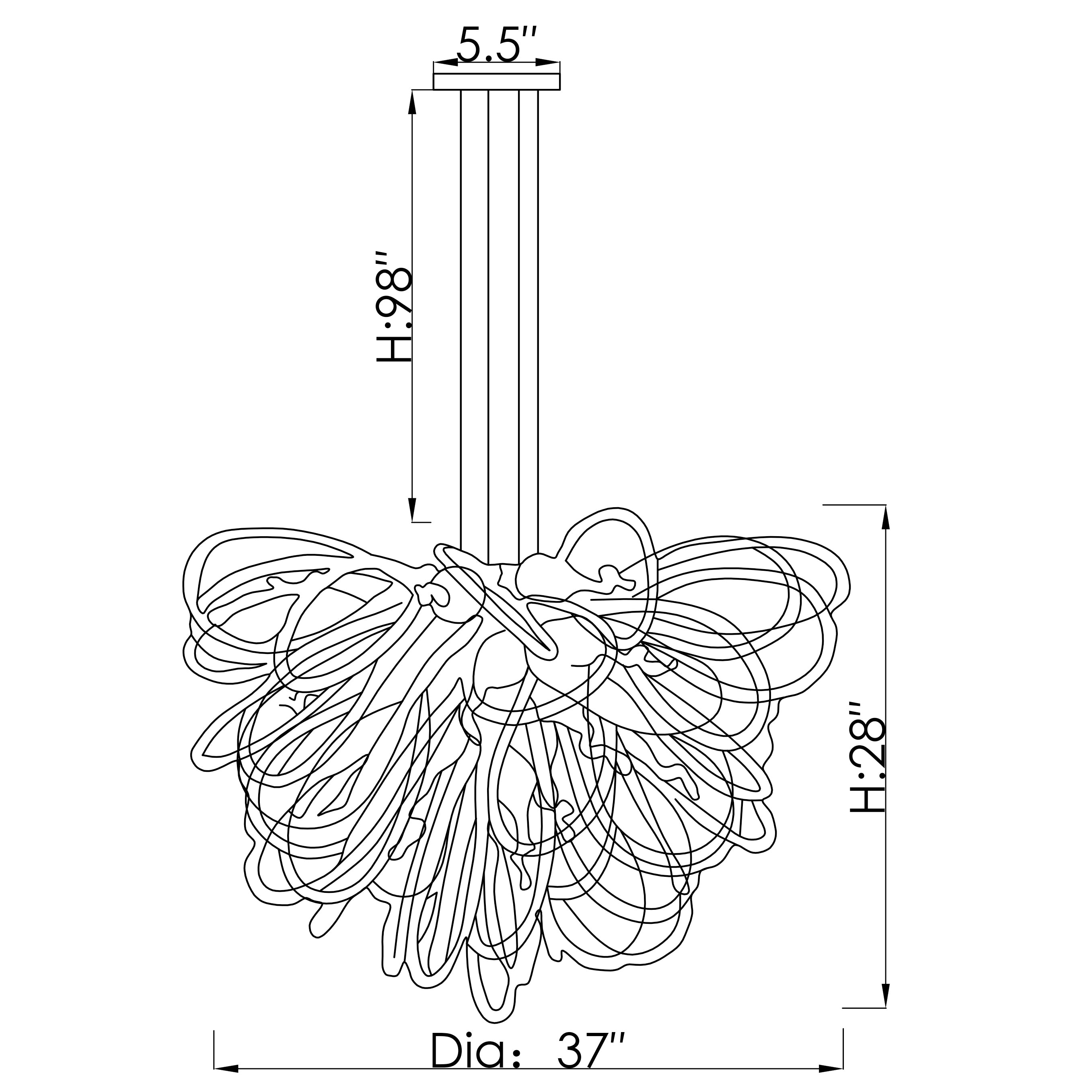 Orion Waterfall Small Blown Glass Chandelier