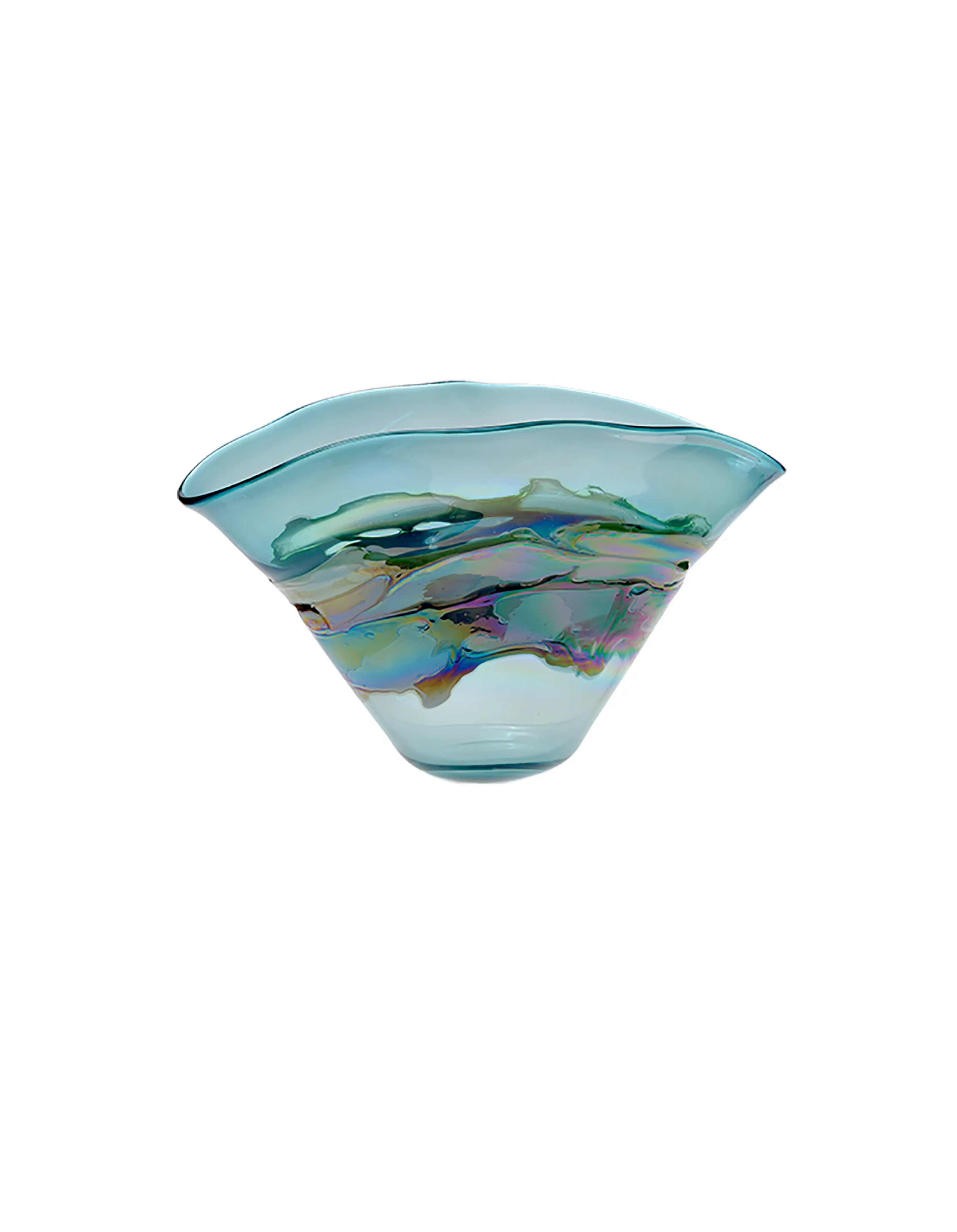 Ocean Mirage - Handblown Art Glass Folded Vase  (Item #6743)