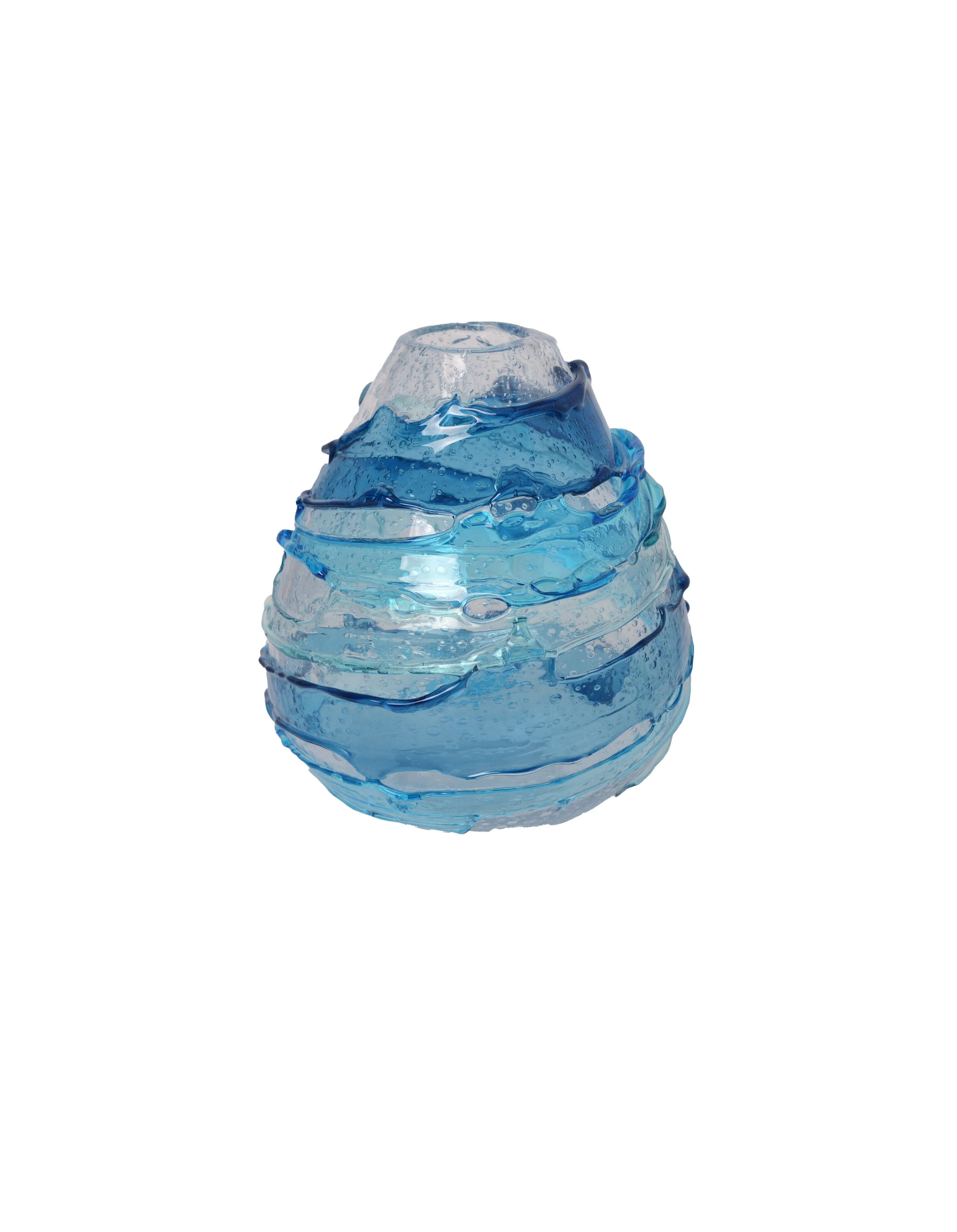 Oceanic Ripple - Handblown Art Glass Vase  (Item #8018)