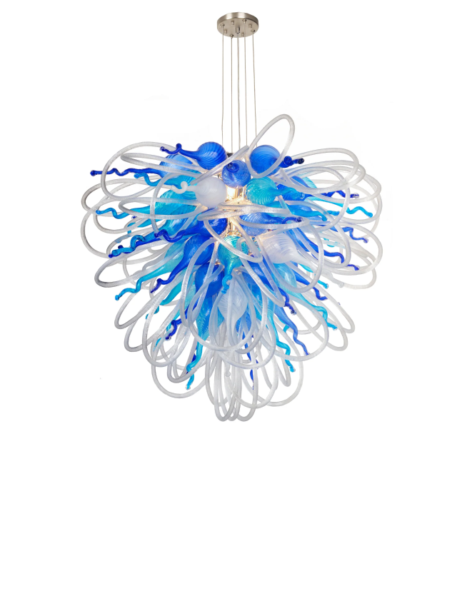 Orion Blue Love Large Blown Glass Chandelier