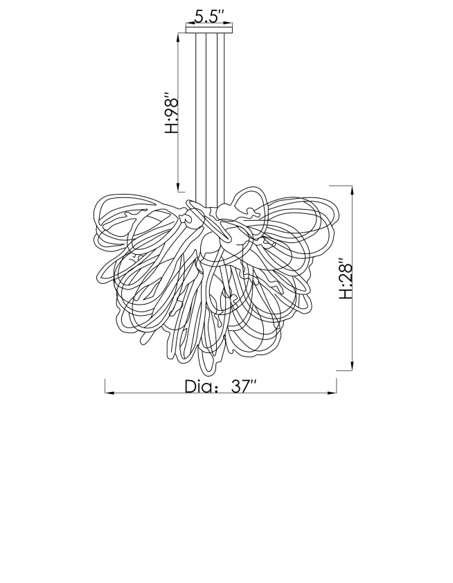 Orion Canyon Shadow Small Blown Glass Chandelier