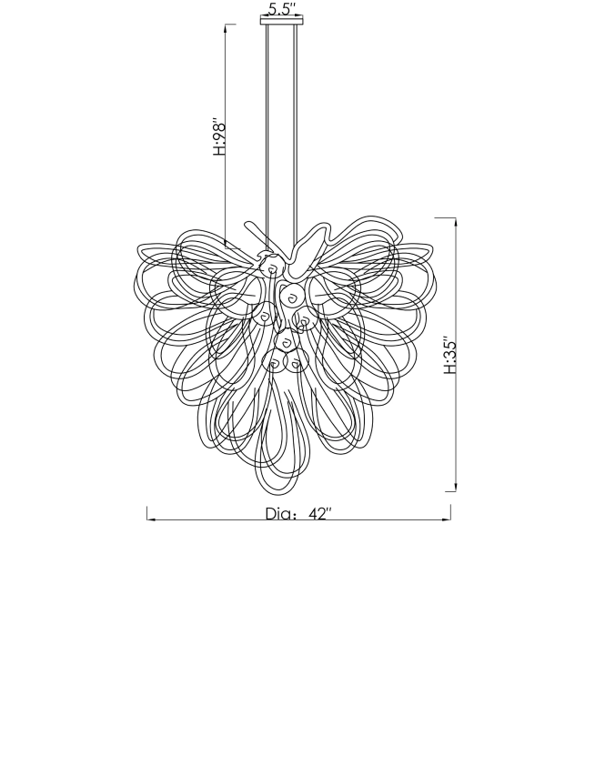 Orion Jolla Del Mar Large Blown Glass Chandelier