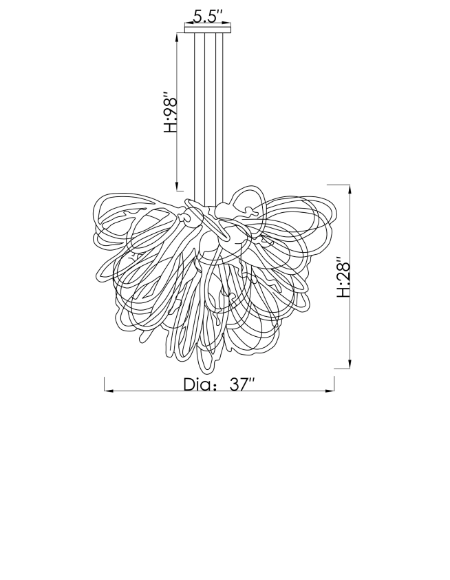Orion Jolla Del Mar Small Blown Glass Chandelier
