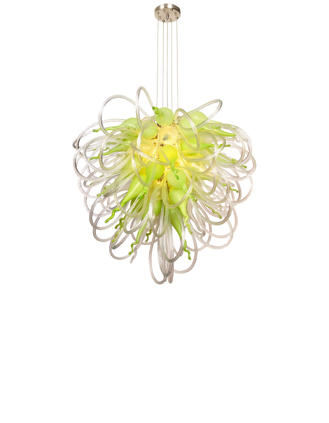 Orion Mint Macaroon Large Blown Glass Chandelier