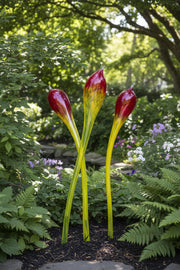 G010ORP-3 Blown Glass Garden Art Bloom Pods
