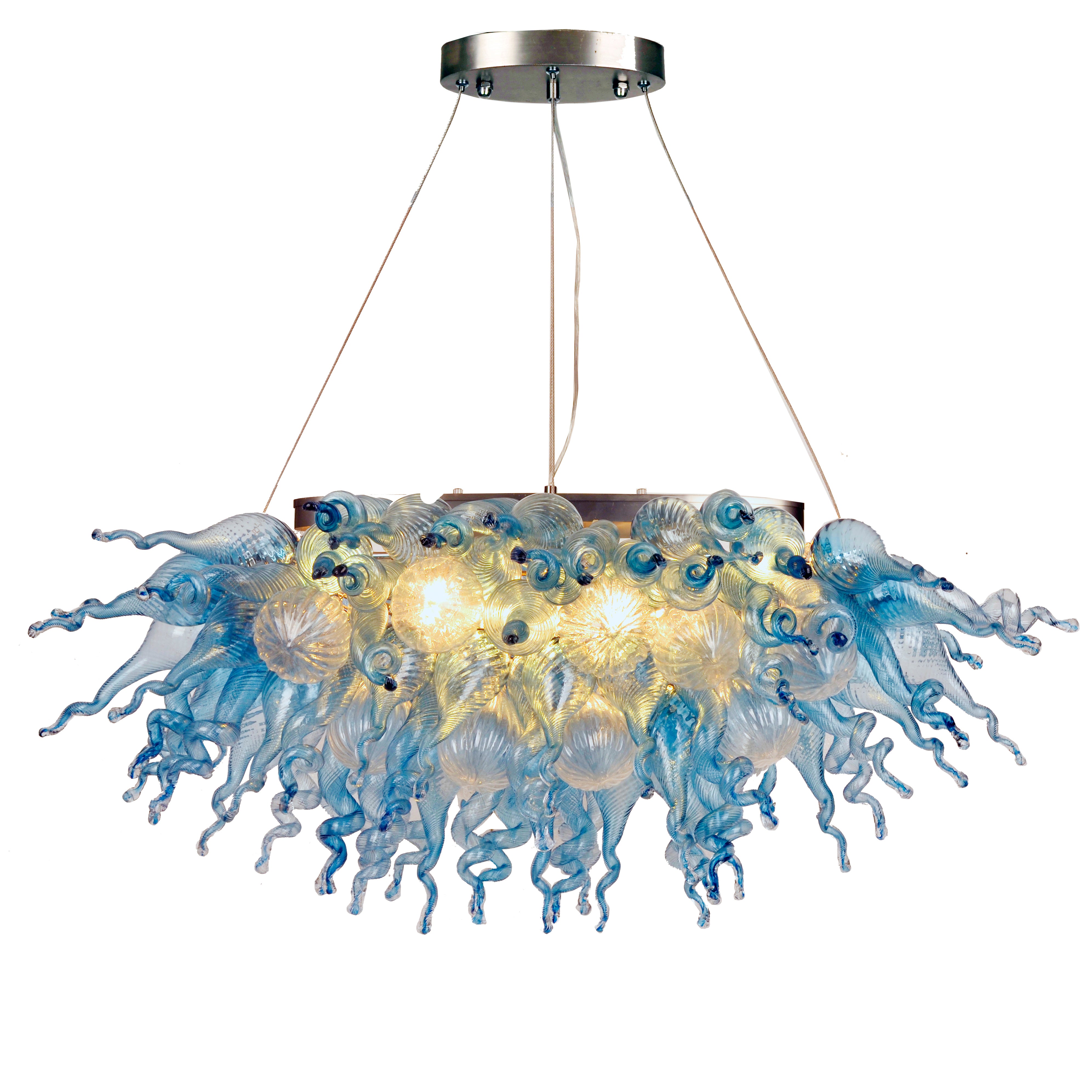 ColorSelect Winter Sky Linear Blown Glass Chandelier