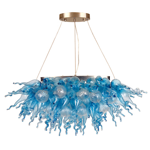 ColorSelect Winter Sky Linear Blown Glass Chandelier